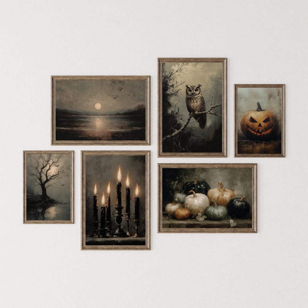 Dark Moody, Halloween Prints, Gallery Wall Art Set of 6, Dark Academia ...