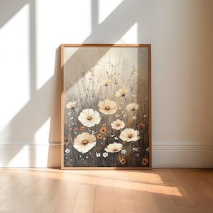Wildflower Field Print, Botanical Oil Painting, Vintage Printable Wall Art, Flowers Print, Floral Poster, Wildflower Art