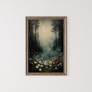 Wildflower Printable, Dark Maximalist Print, Dark Academia Wall Art Decor, Cottagecore Painting, Moody Wildflower Gothic