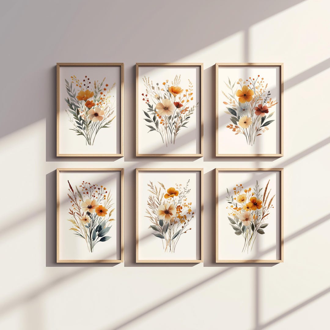 Watercolor Wildflower Prints, Gallery Wall Art Set of 6, Flowers Print ...