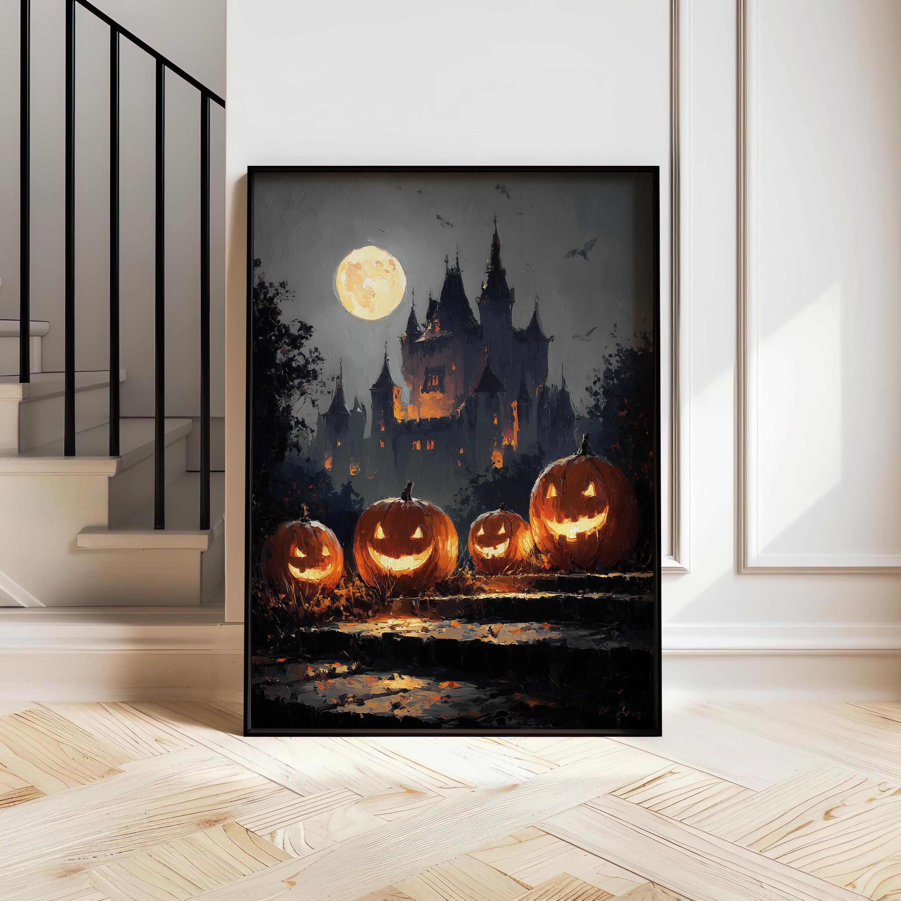 Haunted Castle Print, Halloween Print, Dark Academia Wall Art