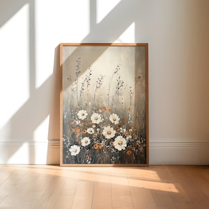 Wildflower Field Print, Botanical Oil Painting, Vintage Printable Wall Art, Flowers Print, Floral Poster, Wildflower Art