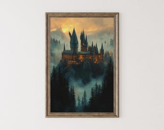 Magic Wizard School Printable, Dark Maximalist Print, Dark Academia Wall Art Decor, Magic School Gothic Wall Poster