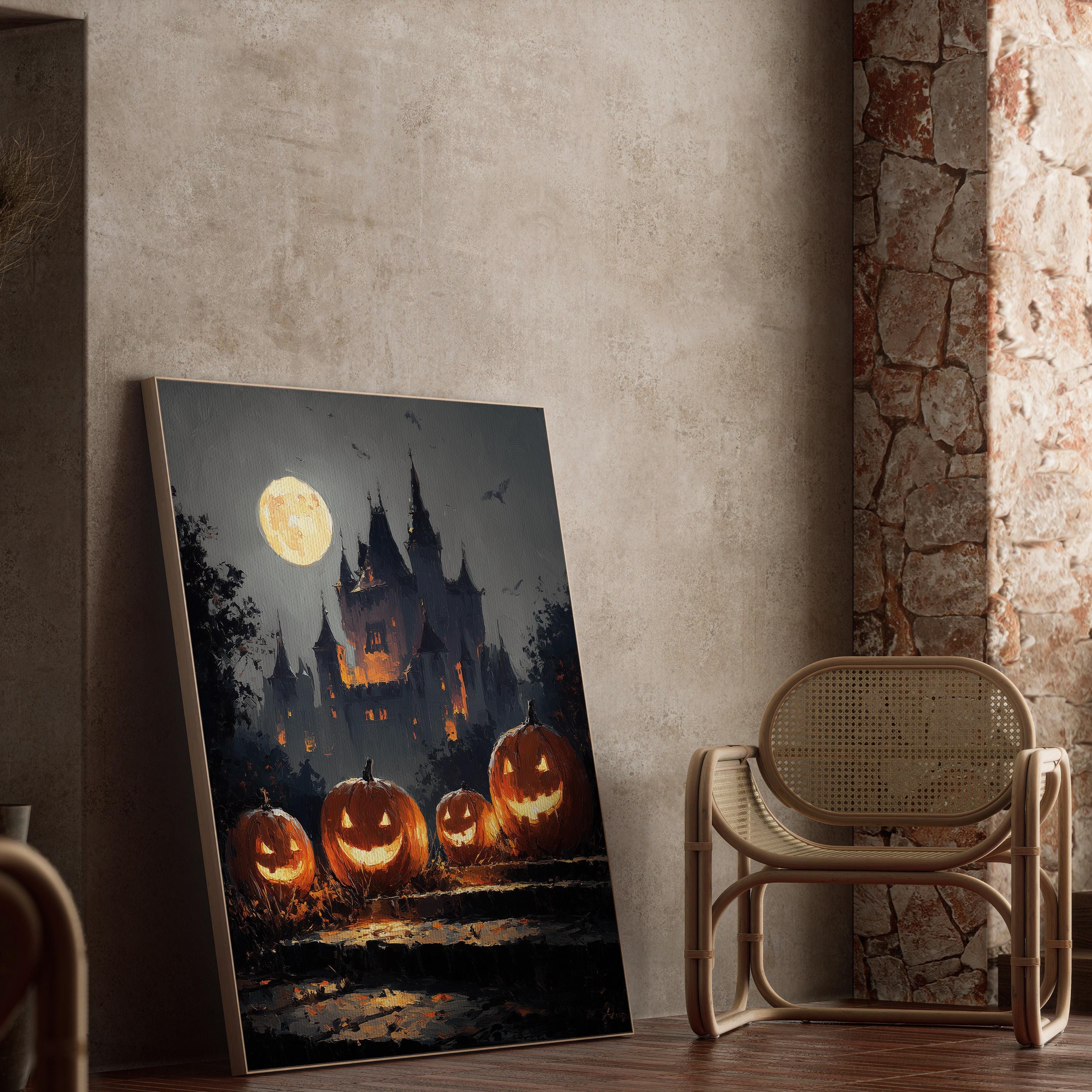 Haunted Castle Print, Halloween Print, Dark Academia Wall Art