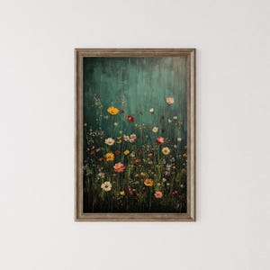 Wildflower Printable, Dark Maximalist Print, Dark Academia Wall Art Decor, Cottagecore Painting, Moody Wildflower Gothic