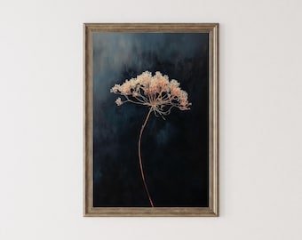 Botaniczny wydruk, ciemny wydruk maksymalistyczny, dekoracja ścienna Dark Academia, malowanie kwiatów, plakat z dekoracją botaniczną gotycką