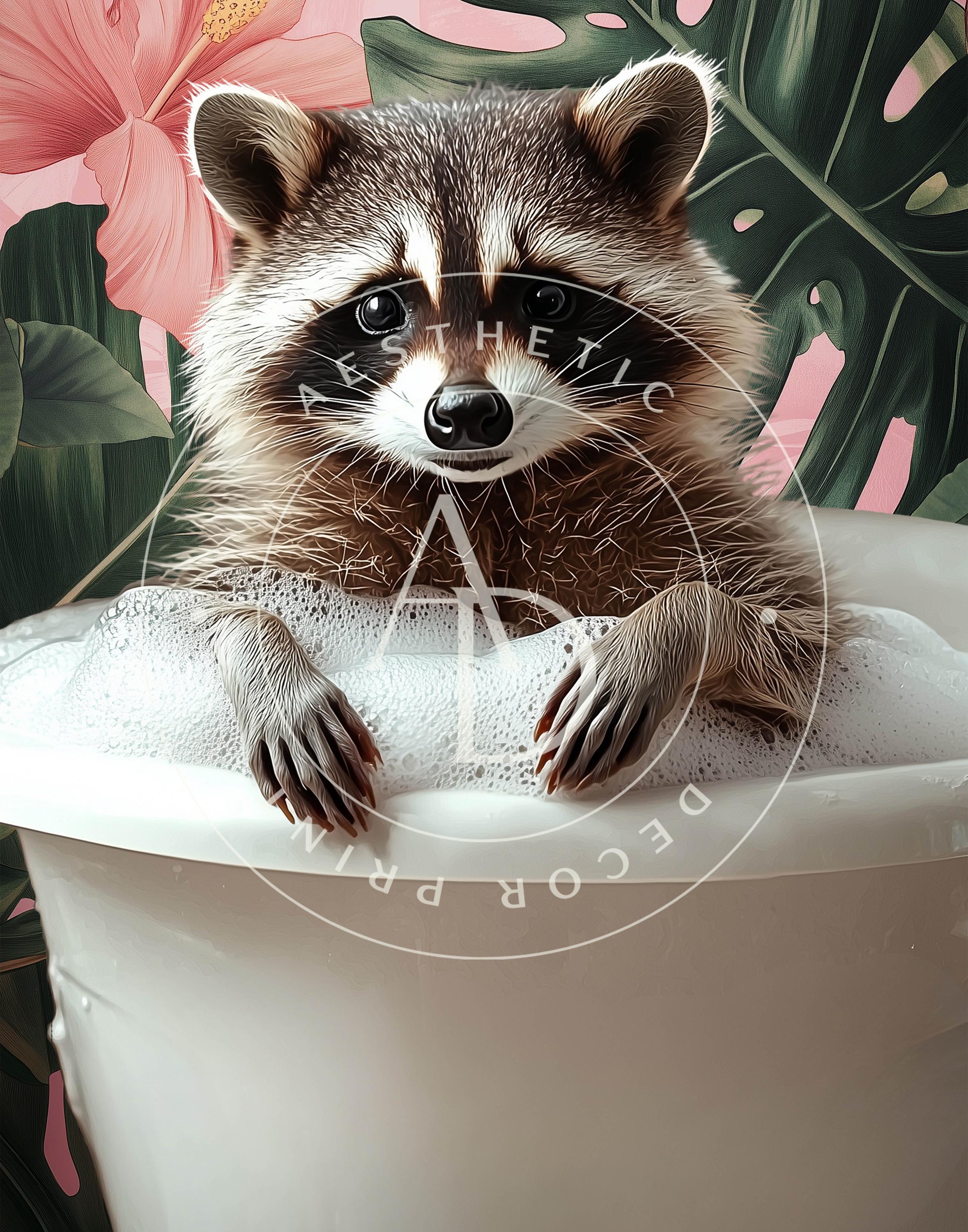 Raccoon on Toilet Print, Cute Bathroom Print, Gallery Wall Art Set of 3 ...