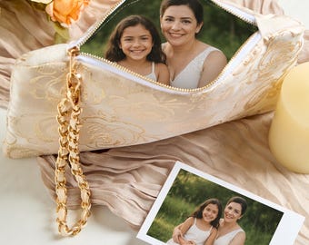 Bolso de mano con foto de boda, regalo para mamá, bolso de mano con foto personalizado, bolso de mano con forro de foto hecho a mano, madre del novio, regalo de boda, regalo de recuerdo