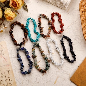 Handmade Crystal Chip Bracelet – Healing Gemstone Jewelry for Balance & Boho Chic
