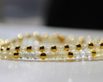 Yellow Topaz Beaded Bracelet: Handmade Gemstone Gold Accent Jewelry