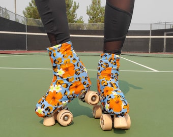 Hibiscus-Cheetah Roller Skate Boot Cover/Huggie