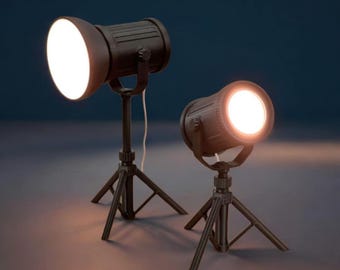 3D-geprinte modulaire spotlightlamp – verstelbaar statieflicht met diffuser en accessoires – functionele kamerdecoratie of fotografierek.