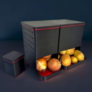 Stackable Vegetable Storage Bin – Modern Ventilated Container for Potatoes, Onions, Garlic – Kitchen Pantry Organizer.
