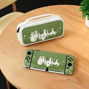 Juego de consola original Goose Meadow, carcasa de silicona personalizada y estuche de transporte de EVA, paquete protector verde salvia, hecho para NS NS2 OLED Lite