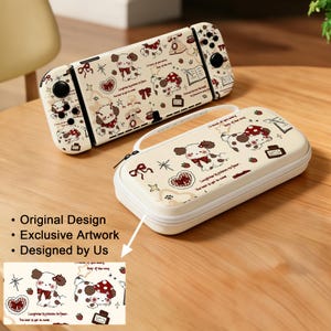 Vintage Red Bow Case for Nintendo Switch 2 / Switch Oled / Switch, Cream PC TPU Protective Shell & EVA Carrying Bag, Gamer Gift