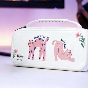 Estojo de transporte original Pink Cat em EVA, bolsa de viagem kawaii para console, estojo de armazenamento fofo, feito para NS NS2 Oled Lite