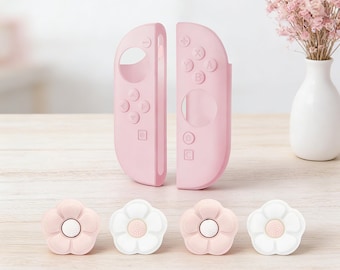 ドーパミンカラー シリコン製 Switch 2用 Joy-Con カバー – フラワー柄サムグリップ付きコントローラー保護ケース