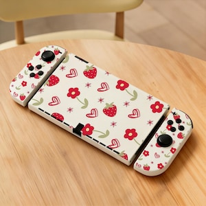 Strawberry Flower Switch Case Set for Nintendo Switch 2/Switch OLED/Switch, Protective Shell and Travel Carrying Case