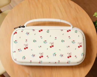 Cherry Floral EVA Switch Tragetasche, Weiße Schutztasche für NS/NS2/OLED/Lite, Geschenk für Gamer