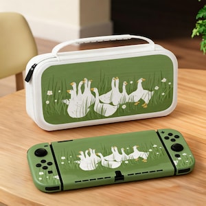Conjunto de console Goose Meadow original, capa de silicone personalizada e estojo de transporte em EVA, pacote protetor verde sálvia, feito para NS NS2 OLED Lite.