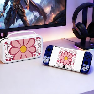 Conjunto Original Retro Daisy para Console, Capa de Silicone Personalizada e Estojo de Transporte em EVA, Pacote Protetor Floral Rosa, Feito para NS NS2 OLED Lite
