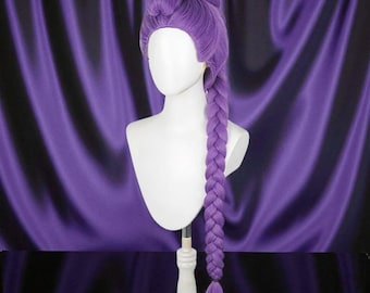 ルミ コスプレウィッグ：紫色の編み込み耐熱シルク、調整可能