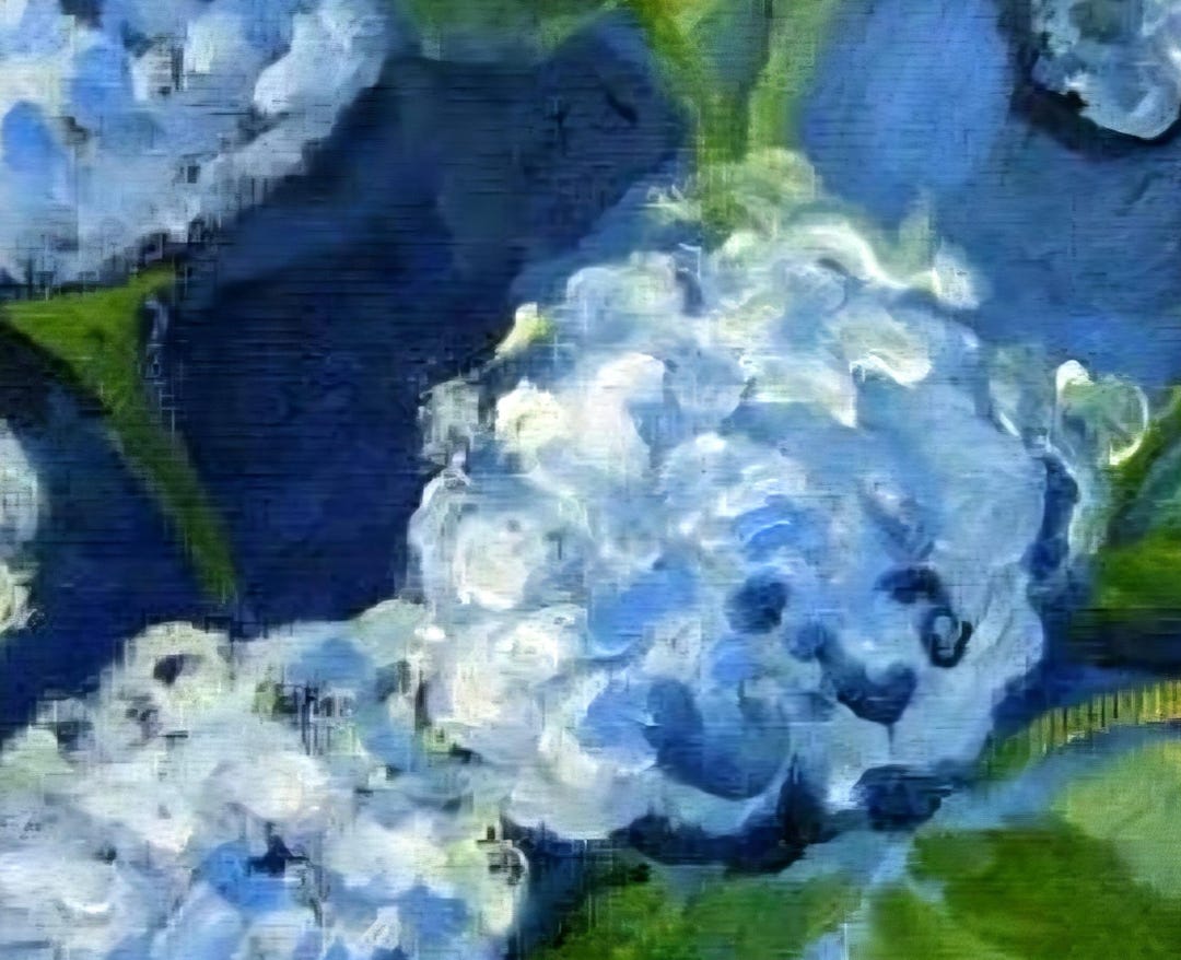 Blue Hydrangea Oil Painting on Canvas - Modern Floral Art (20x20 Inches ...