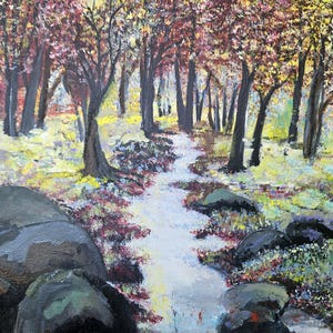 Forest walk Landscape- modern oil painting on canvas- 12x16inches- handmade in Lithuania