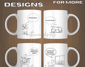 Funny Dog & Cat Conversation Mug Wrap Bundle: Sarcastic Pet Humor (Digital Download PNG