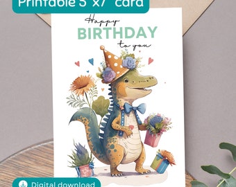 Dinosaur Happy Birthday Printable Card for Kids!