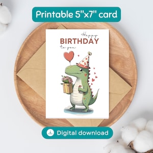 Adorable Little Dinosaur Happy Birthday Printable Card for Kids!