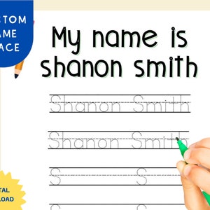 Custom Name Handwriting Practice,Name Trace Worksheet,Printable for Pre schoolers and Kindergarteners,I Can Write My Name