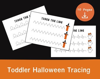 10 Pages Pencil control line tracing, Halloween Line Tracing Worksheet for toddler,Toddler Halloween Printables