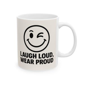 Taza de cerámica "Ríe a carcajadas": regalo divertido para amantes del café, humor de oficina, regalos de cumpleaños, artículos únicos para beber, taza de té motivacional