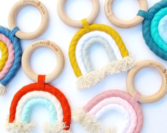 Rainbow Macrame Teething Rings