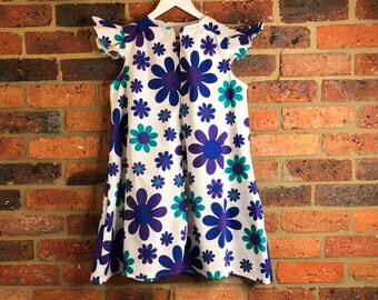 Safeena Vintage Handmade Made to Order 70s Mini Dress with Frills and Ruffles /Daisy Floral Print Boho /70s Folk Prairie Beach AU10-12/US6-8