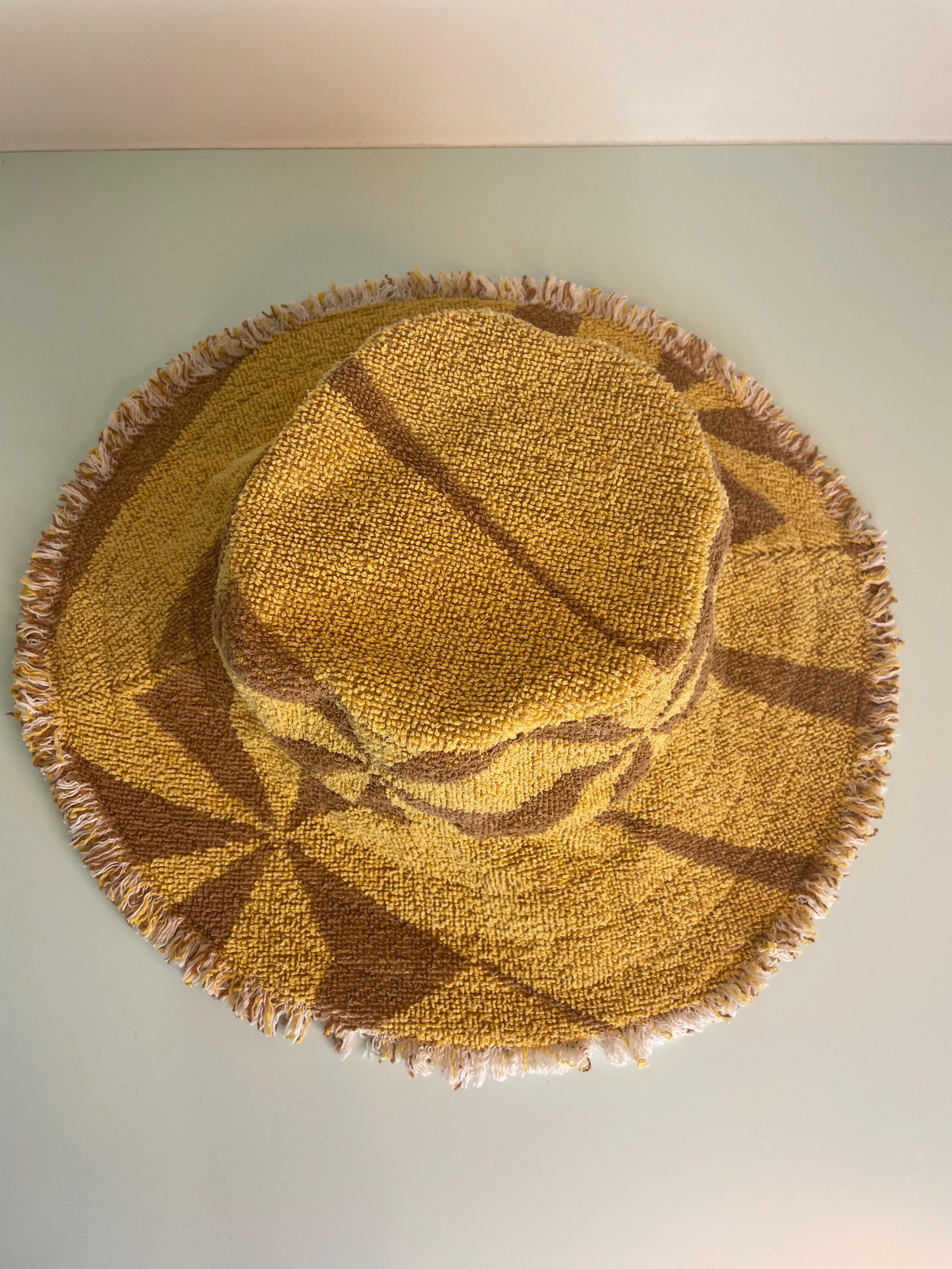 Handmade Geometric Sunhat, Upcycled Terry Towelling Bucket 
