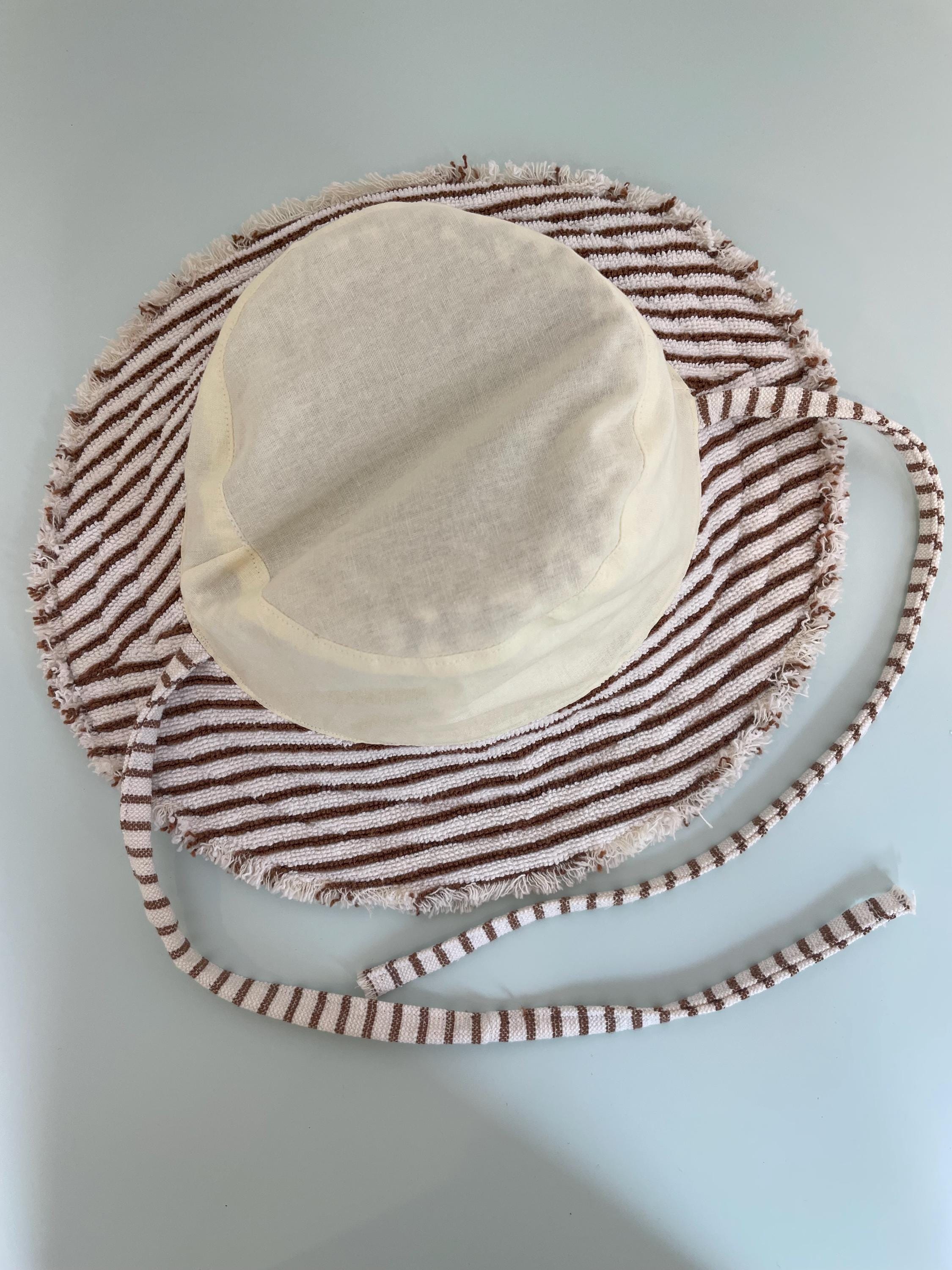 Handmade Upcycled Terry Cloth Bucket Hat | Cotton Lined Small Sun Hat Handmade Geometric Sunhat, Upcycled Terry Towelling Bucket  main image 3