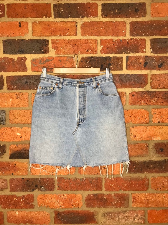 ripped jean skirt 1970s