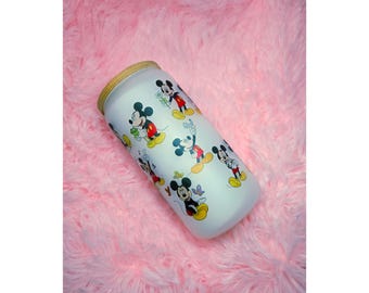 Tasse à café glacée Mickey Mouse en verre dépoli, gobelet personnalisé