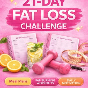 21 Days to Transform Your Body e Mind | 21 Day Challenge Journal | Fat Loss & Mindset Tracker | Printable Wellness Planner PDF