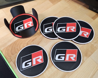GRtoyota Untersetzer Set mit Halter: Car Guy Gift, Yaris, Corolla, GR86, Supra
