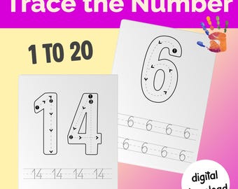 Number Tracing Worksheets 1-20: Preschool Handwriting Practice (PDF Printable Set)