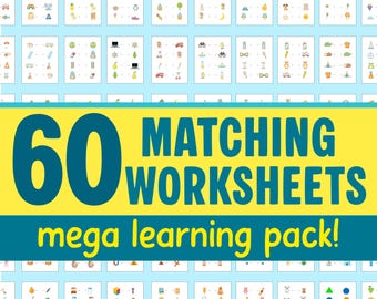 Matching Worksheets PDF: 60 Printable Pages, Preschool Learning