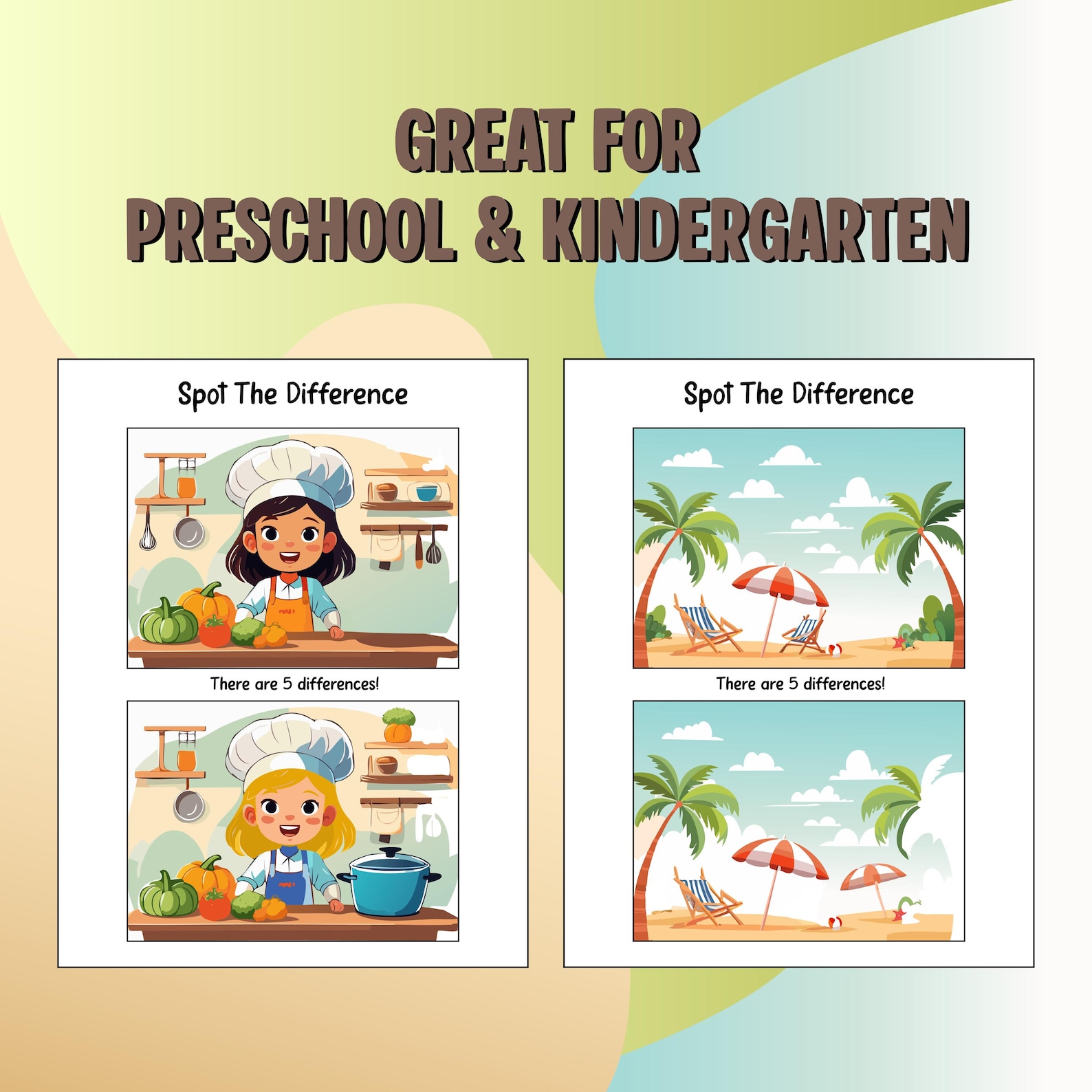 Spot the Difference Printable for Kids – Fun Visual Puzzle Activity ...