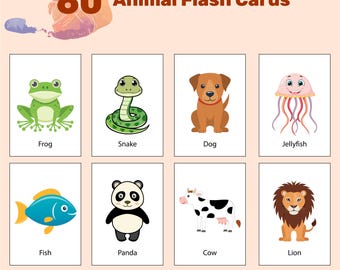 Printable Animal Flashcards PDF – Toddler, Baby & Preschool Learning Cards – Educational Flashcard Set for Kids
