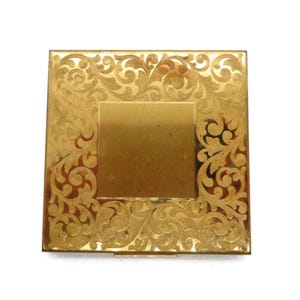 Elgin American Compact Scrolled Top Square Makeup Case Vintage American Cosmetics Collectible Elgin Compact