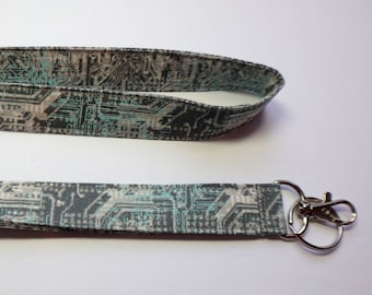Geek Lanyard: Circuit Board Design, Teacher ID Badge, Optional Breakaway