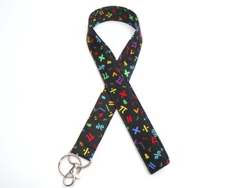 Math teachers badge Black math lanyard Math lanyard Geometry fabric badge holder Fabric badge holder MATH fabric badge Fabric lanyard