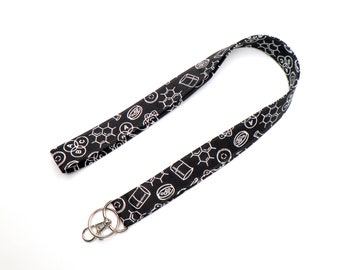 Math teachers badge Black math lanyard Math lanyard Geometry fabric badge holder Fabric badge holder MATH fabric badge Fabric lanyard